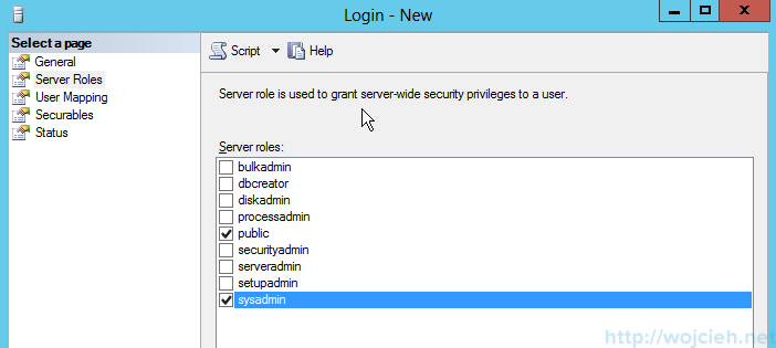 Windows Server 2012 New Security Login Sysadmin