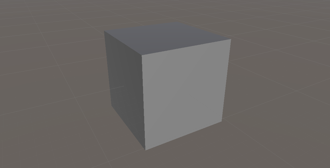 Screenshot of a simple cube rendered in the Unity editor