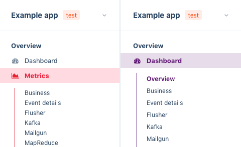 Differences between old navigation (left) and new navigation (right)