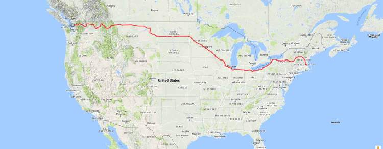 The planned route of my month long self-supported cycling trip