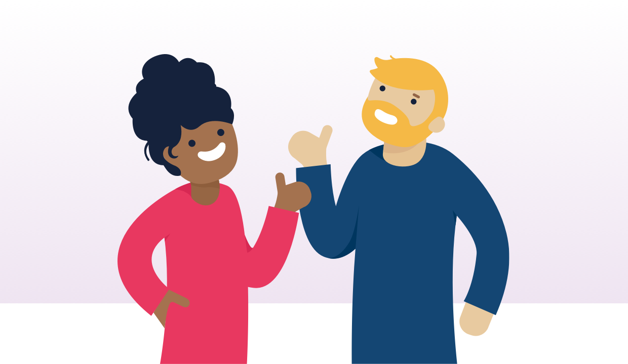 Illustration of two people giving each other a thumbs up
