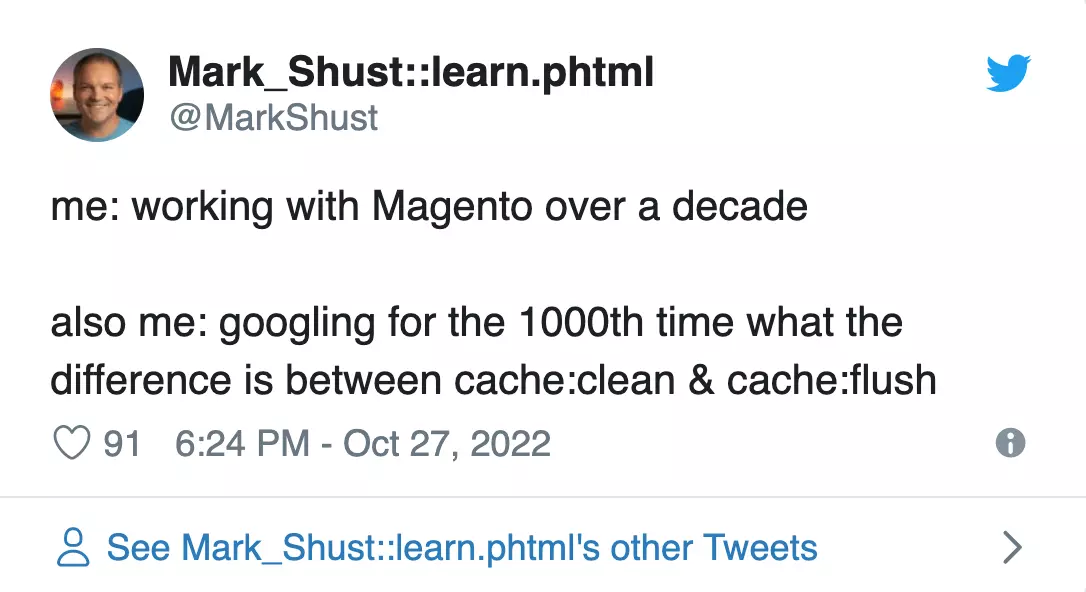 Tweet about Magento cache