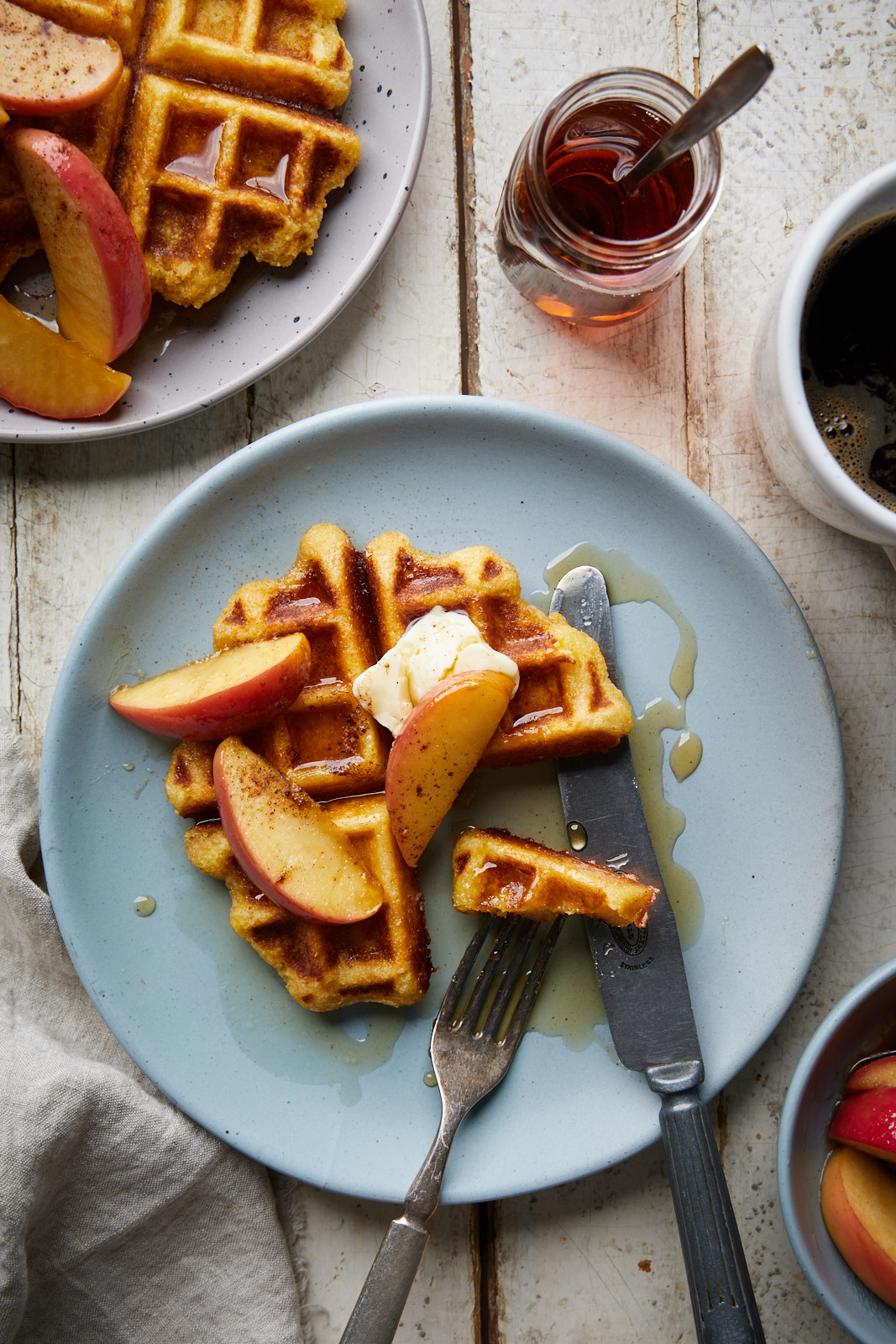 Corn Waffles With Caramelized Apples