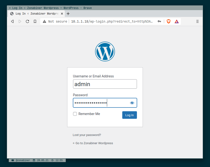 Wordpress Admin Login Page