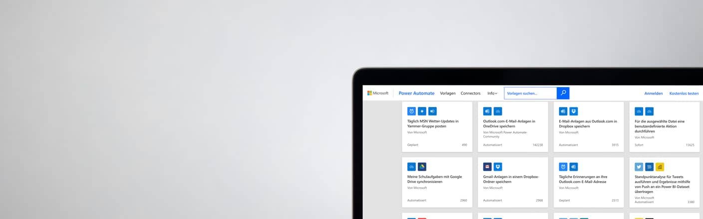 Laptop mit Power Automate Laptop mit Cloud-Flows aus Power Automate