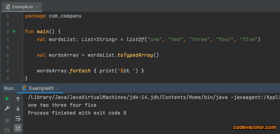 Kotlin Program To Convert A List To Array CodeVsColor
