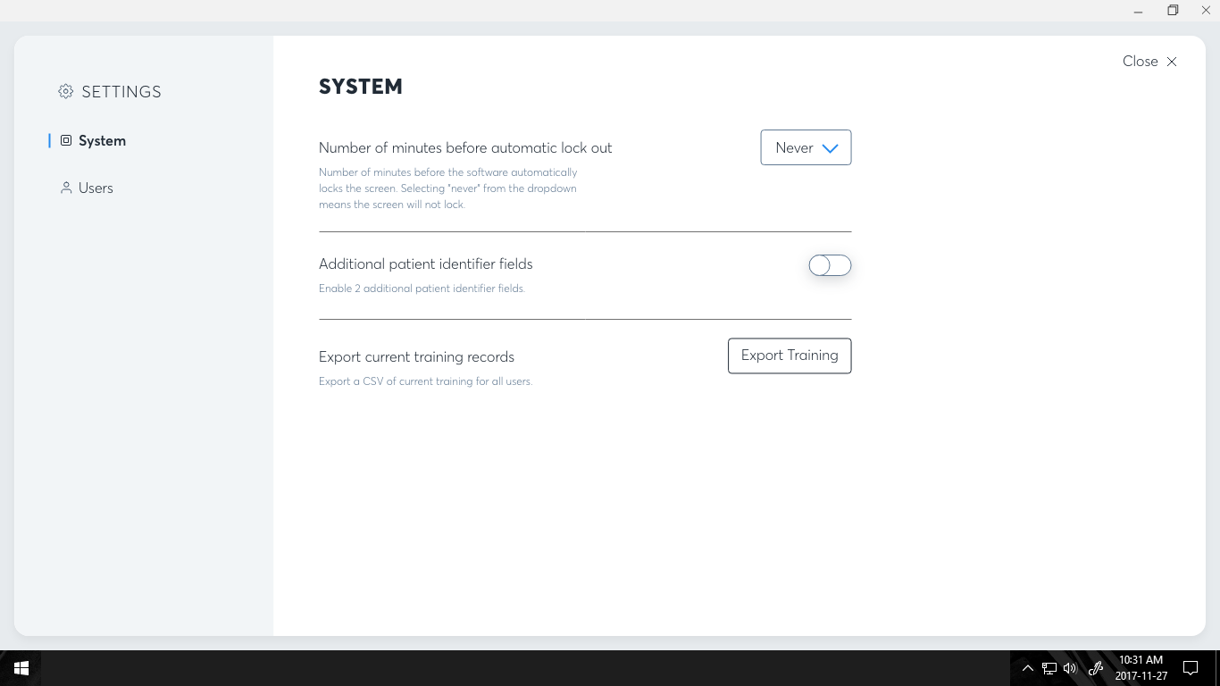 System settings