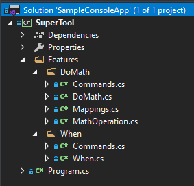 Sample Console App Solution Structure