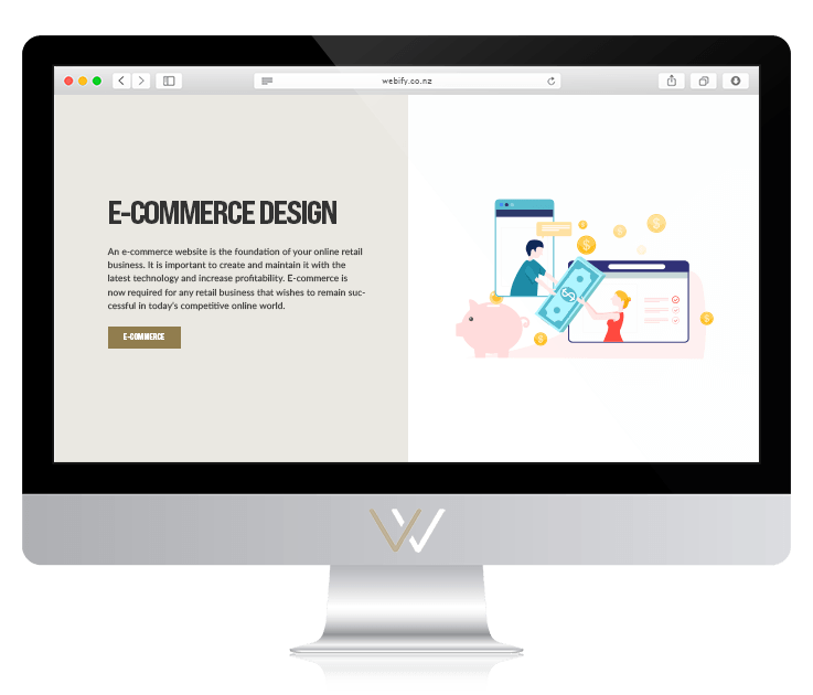Desktop computer screen displaying Ecommerce website design services
