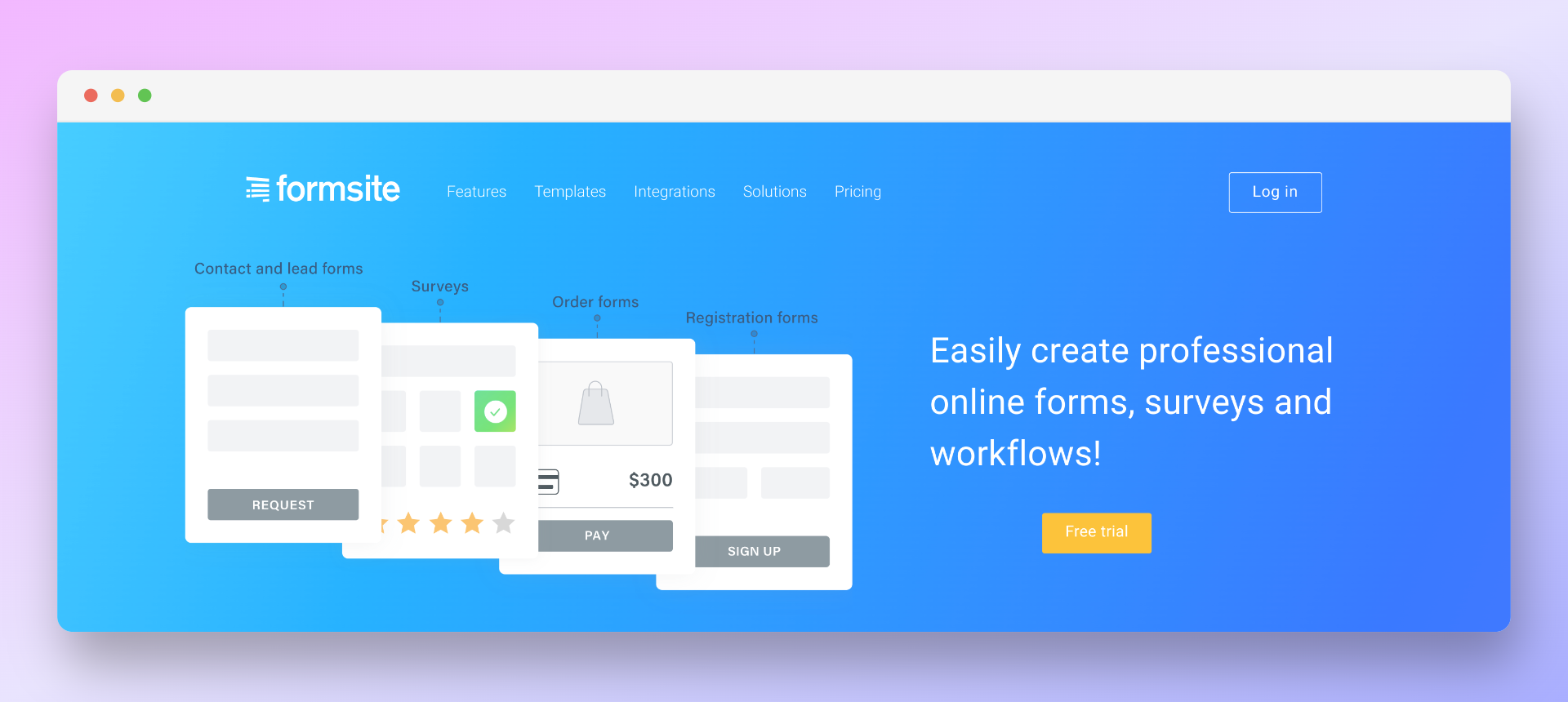 Formsite landing page