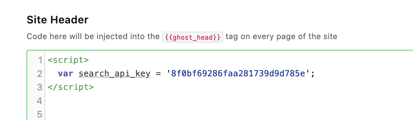 Inject Ghost Custom integrations Content API Key