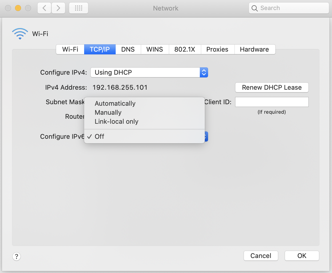 Configure IPv6 OFF