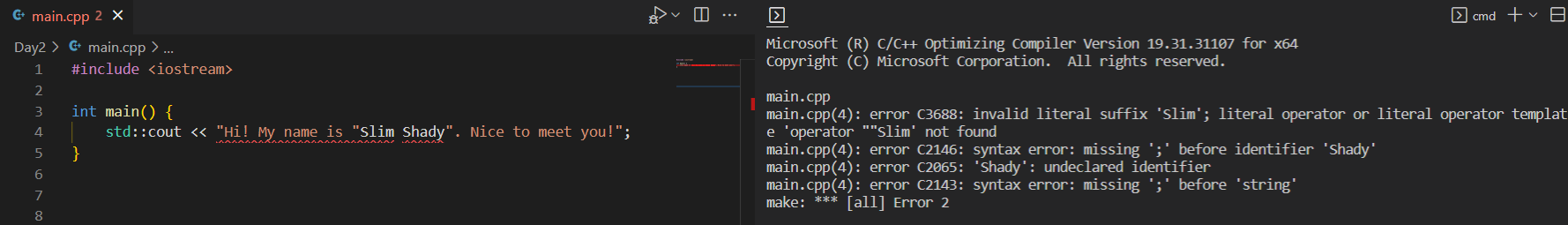 First Program » Common Problems | C++ Programming Language