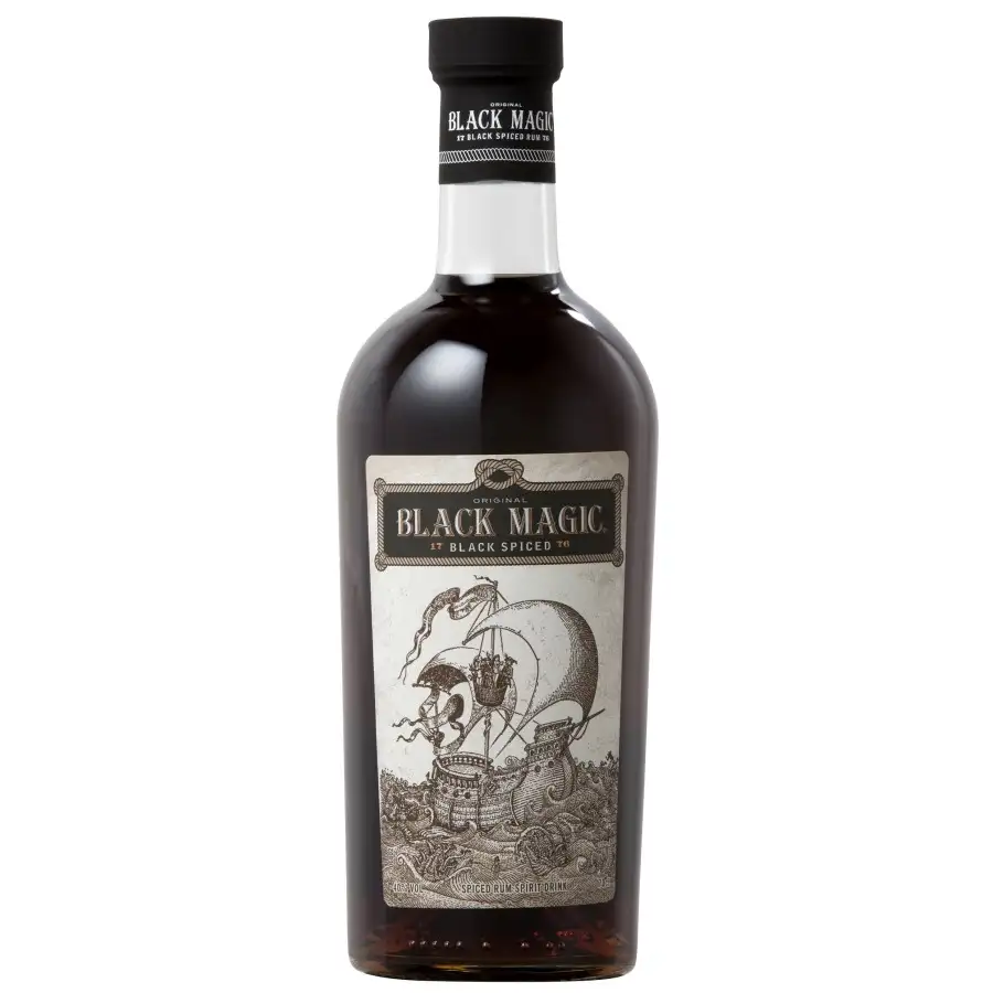 Image of the front of the bottle of the rum Black Magic Spiced