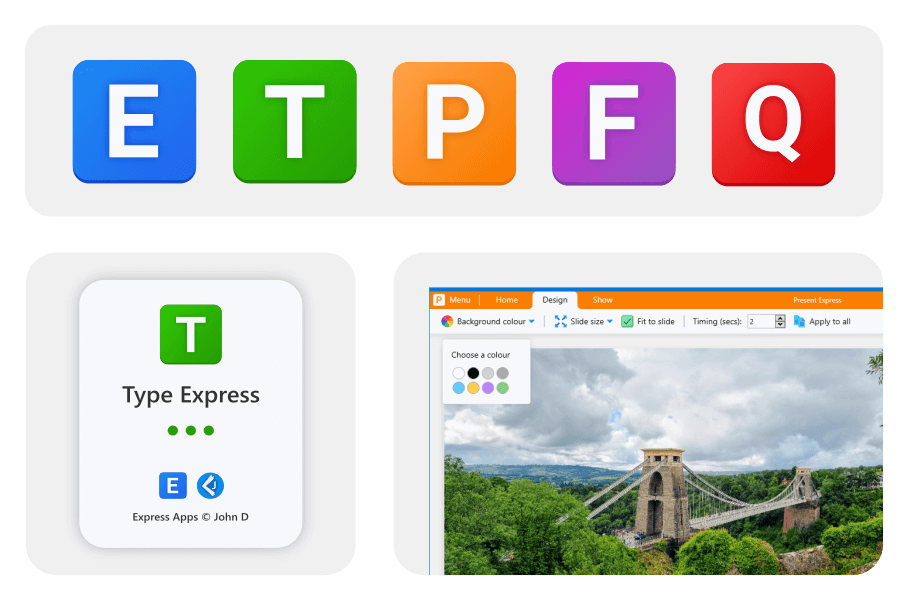 Upgraded logos and branding across the Express Apps collection.