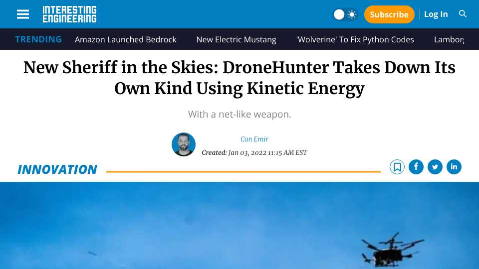 New Sheriff in the Skies: DroneHunter Takes Down Its Own Kind Using Kinetic Energy