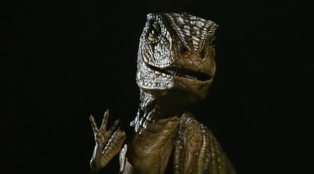 A shot from the Super Mario Bros. movie, showing the Yoshi anamatronic waving bye-bye to the heroes A shot from the Super Mario Bros. movie, showing the Yoshi anamatronic waving bye-bye to the heroes