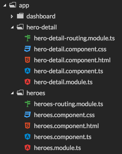 Adding new Angular feature modules for heroes stuff