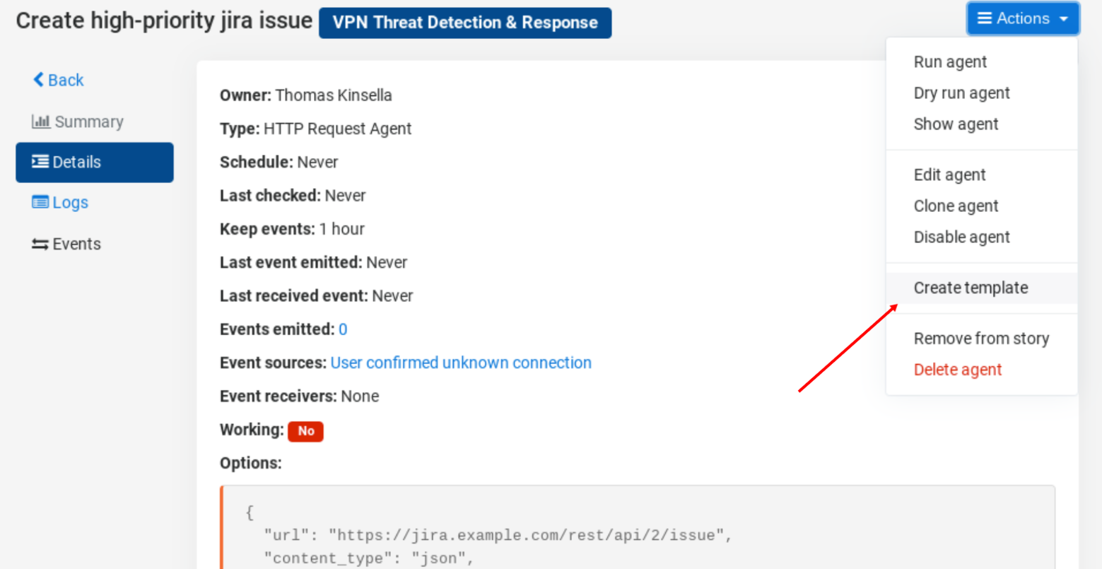 Create a private template from existing agent