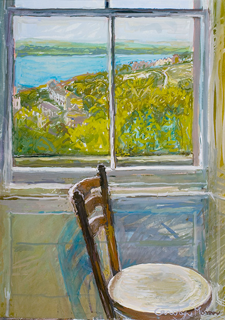 Portland View in Late September gouache painting