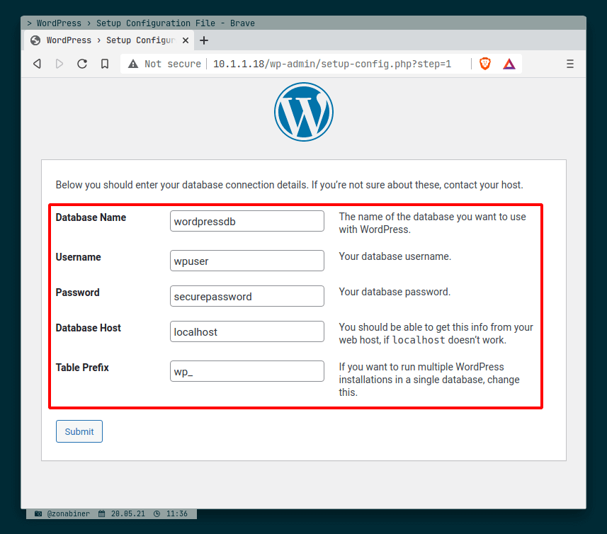Setup Wordpress Databases
