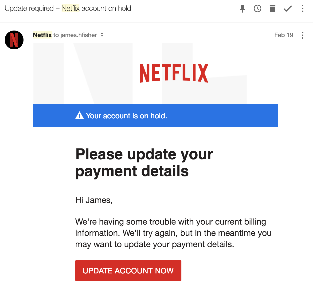 email from Netflix