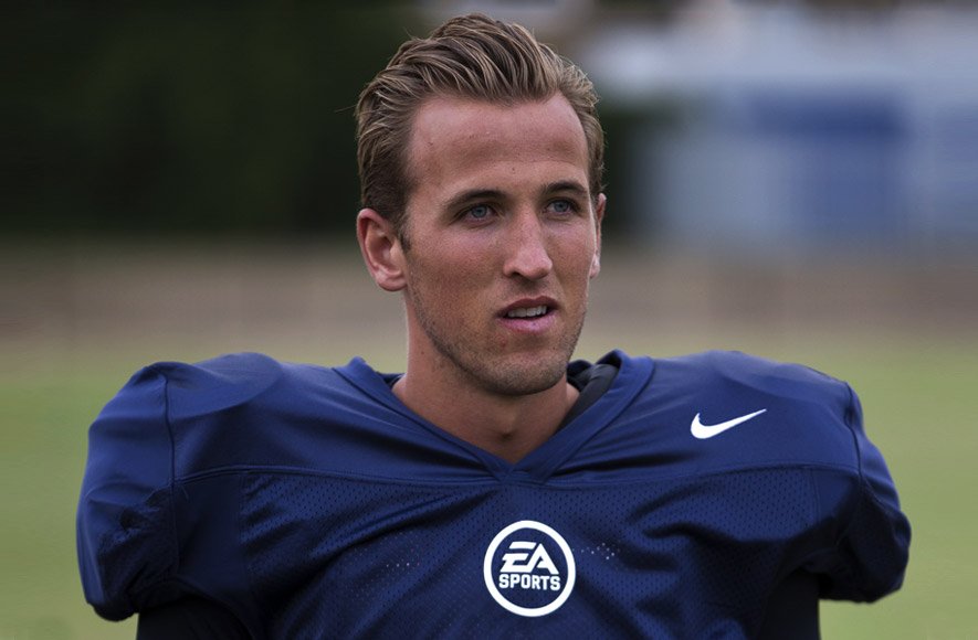 Harry Kane kitted out in his NFL gear