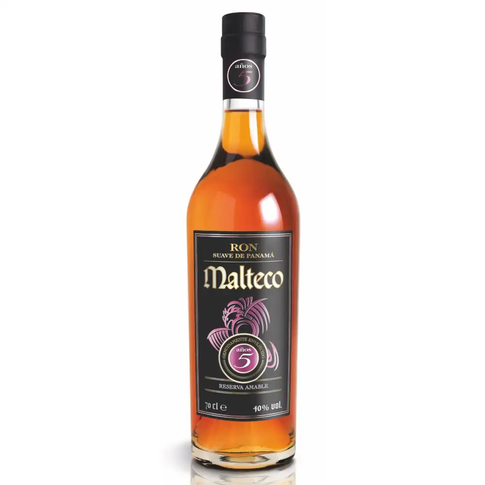 Image of the front of the bottle of the rum Malteco 5 Years - Reserva Amable