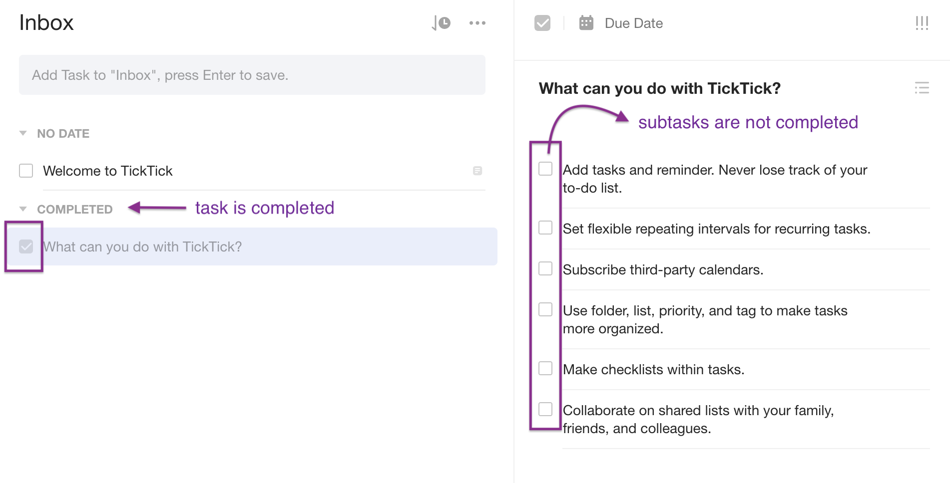 Tick Tick App - Completing Bug 1