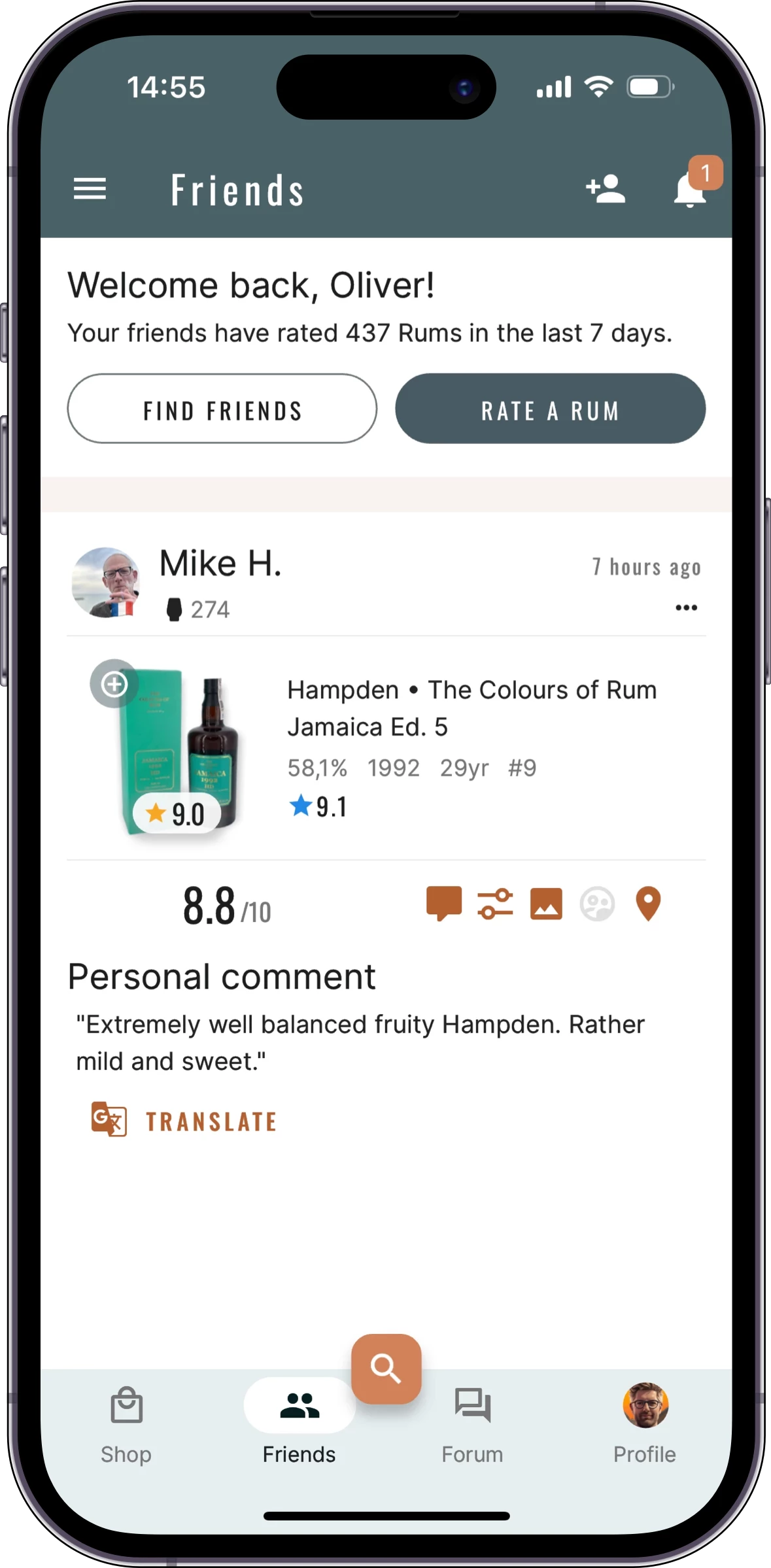 Screenshot of the community feed (iOS app)
