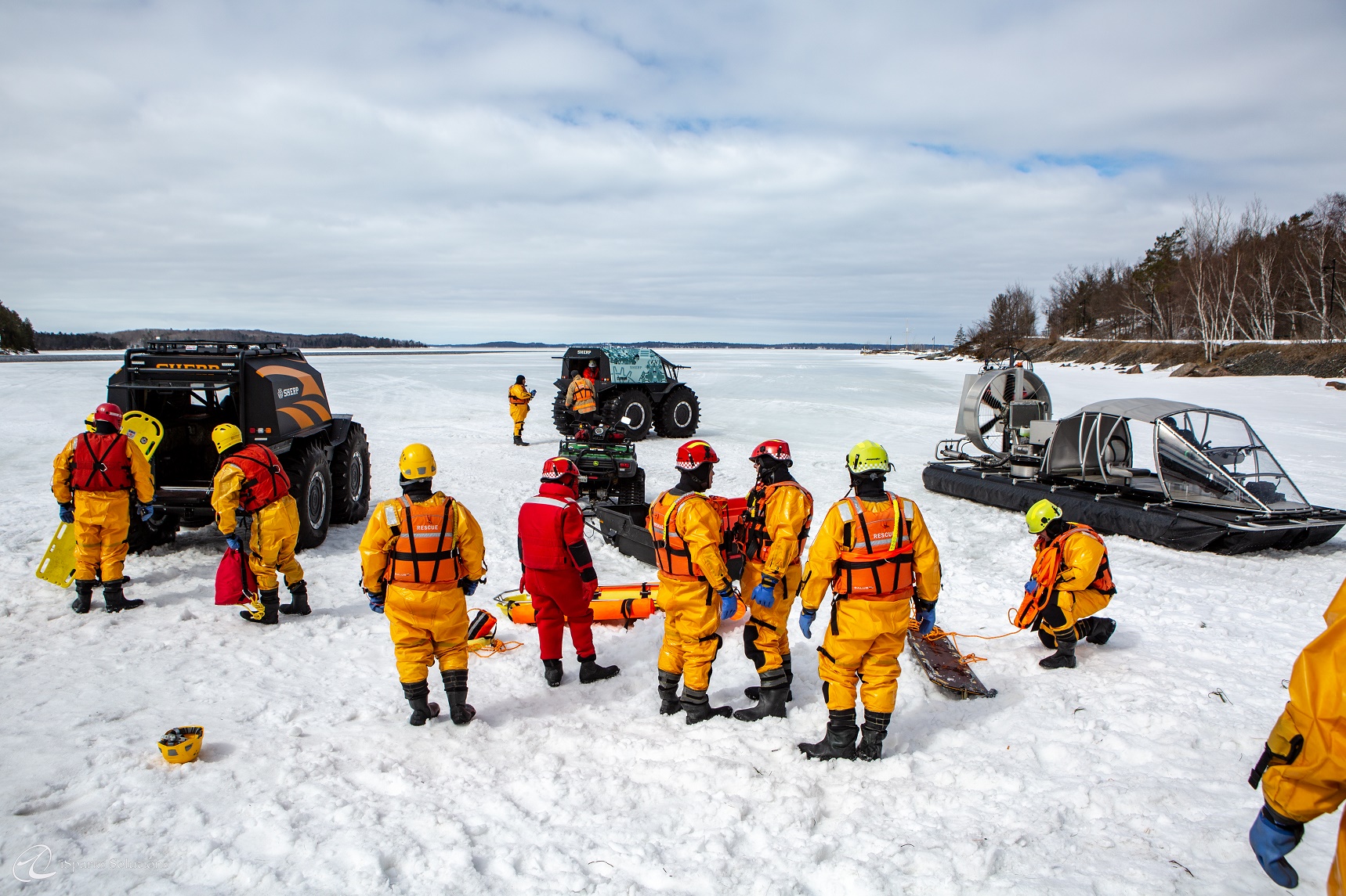 ATASD hovercraft airboat and SHERP ATV at Joint Rescue Training