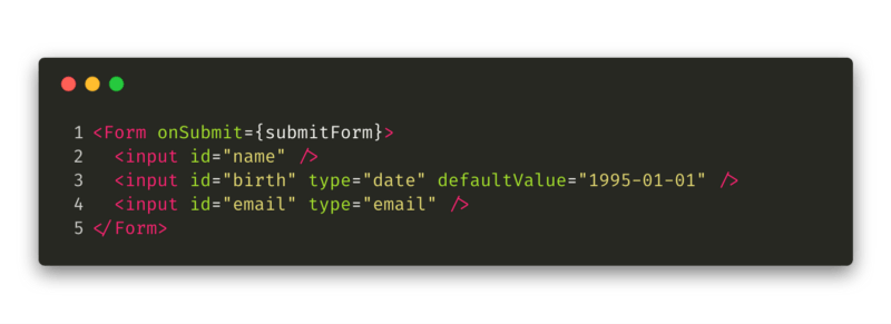 codesnippet of JSX with onSubmit codesnippet of JSX with onSubmit