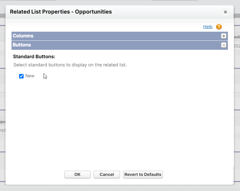 Related List Properties - Opportunities