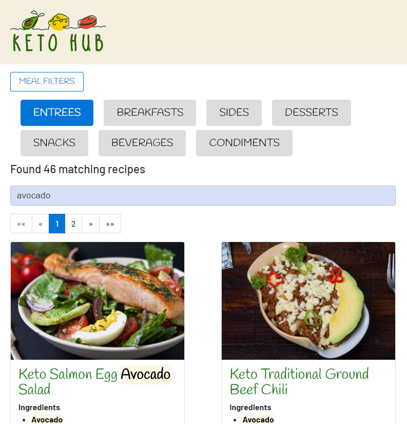 Screenshot of KetoHub