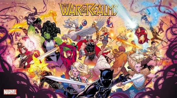 poster da marvel comics com a guerra dos reinos