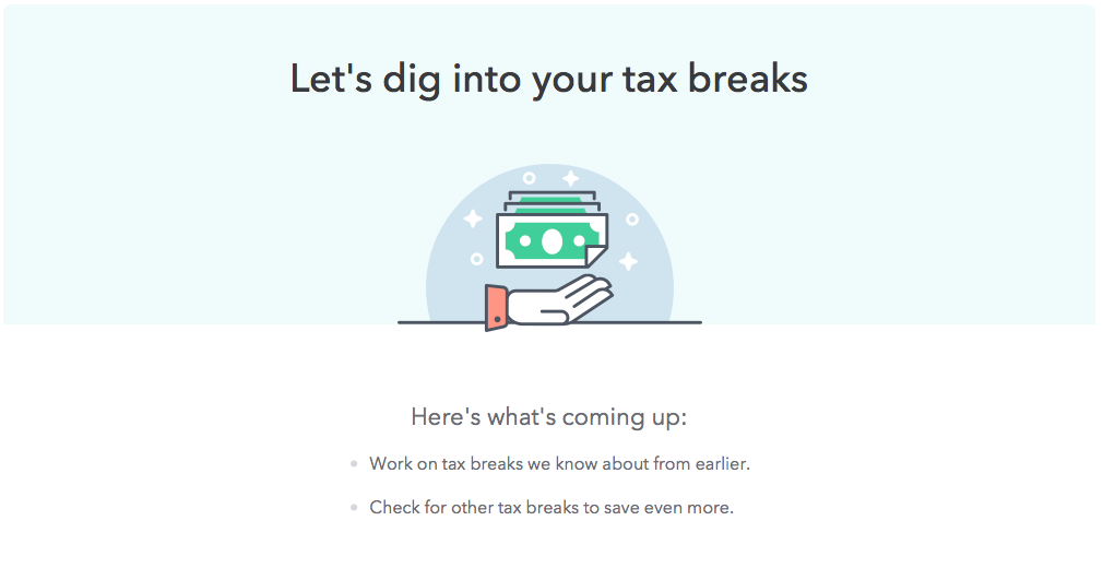 An example of a transitory screen in TurboTax, a true liminal space.