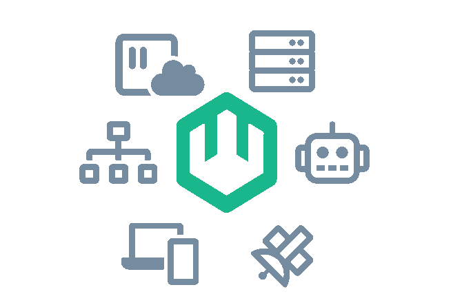 Multiple type of devices around wasmCloud logo