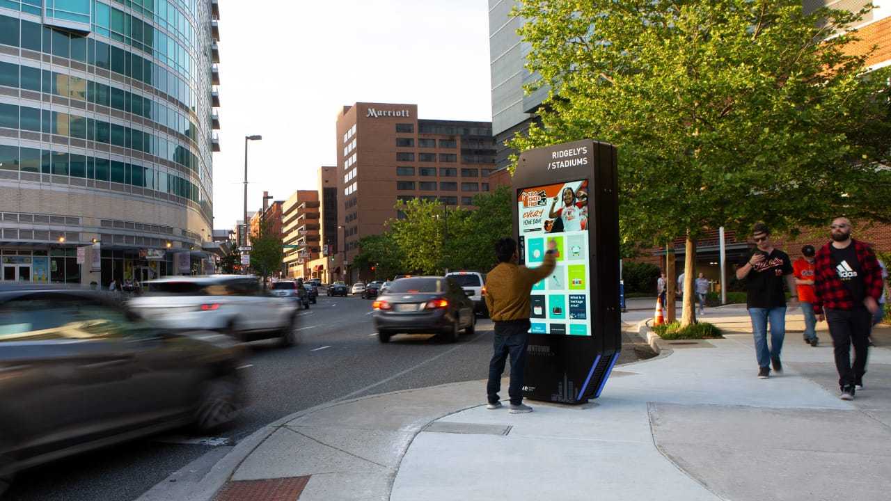 One of the Baltimore, MD IKEs An IKE smart kiosk in the sidewalk in Baltimore, Maryland