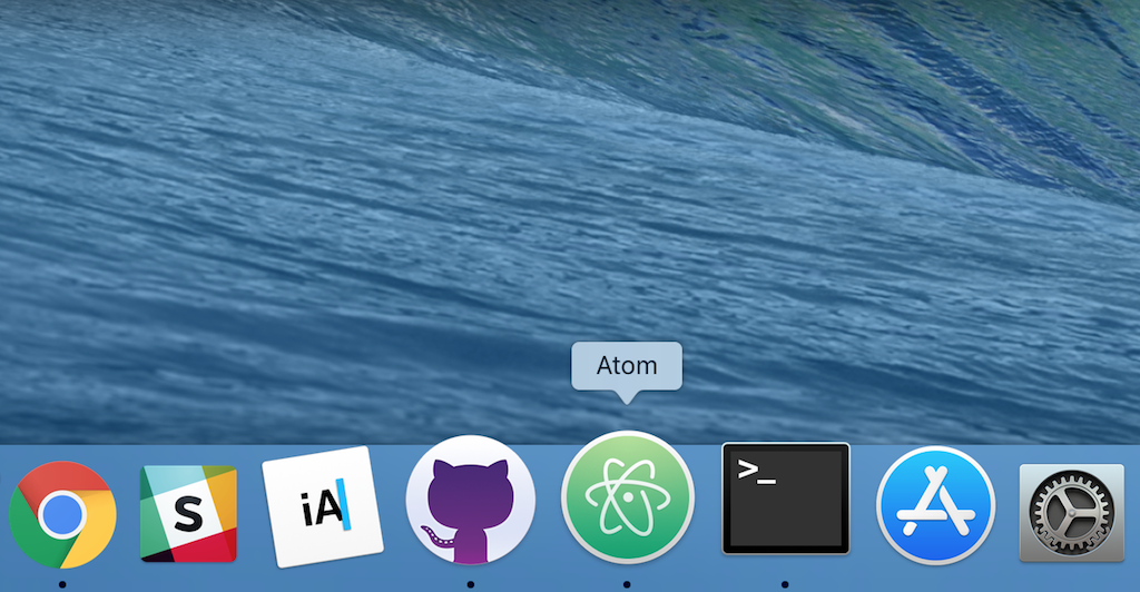 The dock on my Mac, showing the app icons that I use frequently.
