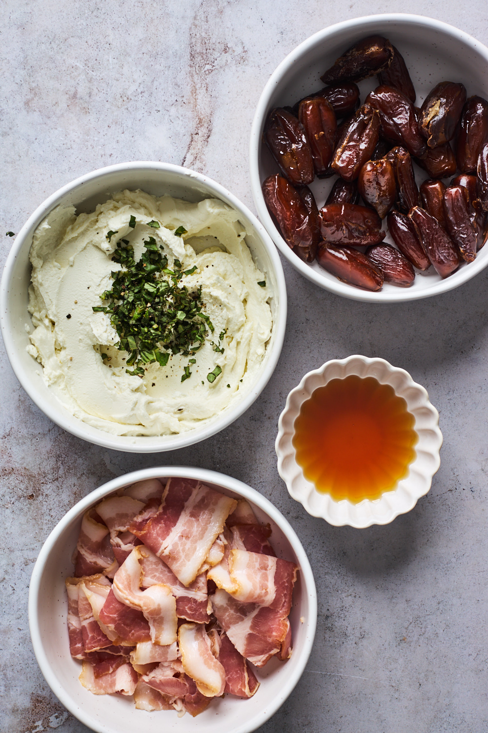 Bacon Wrapped Goat Cheese stuffed Dates recipe ingredients