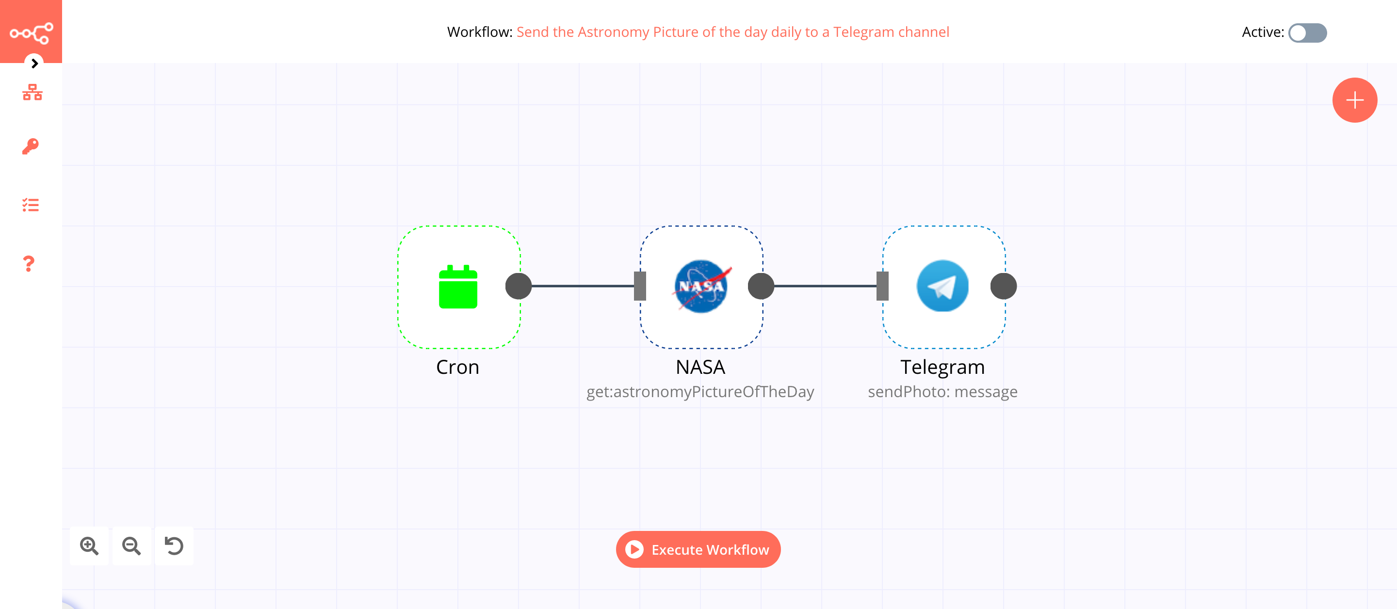 A workflow with the NASA node