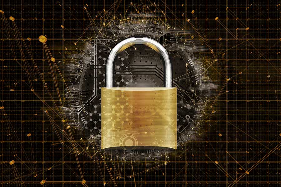 network security Network Graphic with Padlock