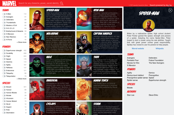 Screenshot of MarvelSearch