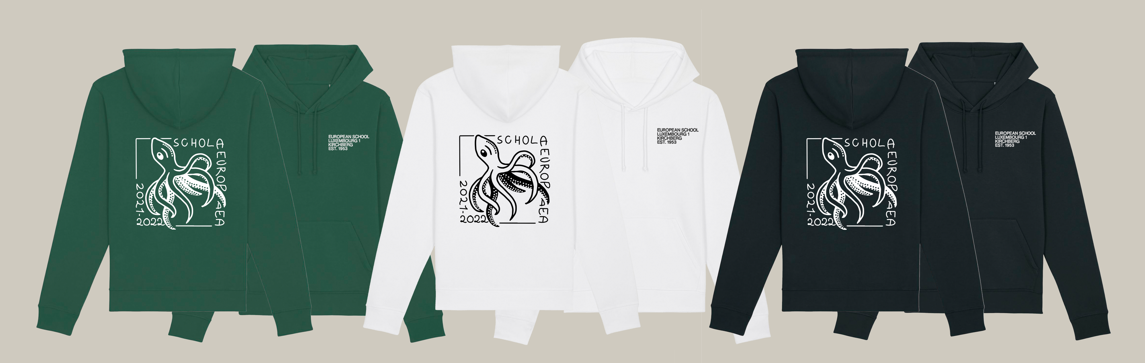 bottle green, white and black hoodie 