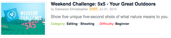 Vimeo Video School 5x5 Challenge