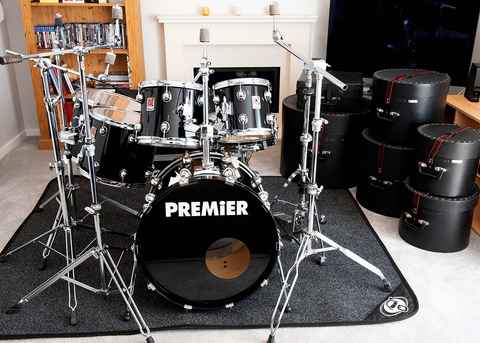 Front view of my 6 piece Premier Genista Birch Drum kit.