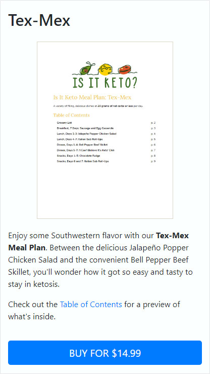 Screenshot of first Tex-Mex sales page