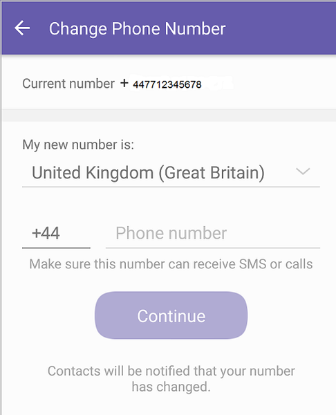 update viber phone number