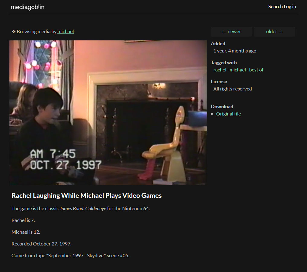 Screenshot of MediaGoblin displaying a video